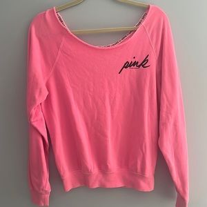 PINK vs off shoulder crewneck